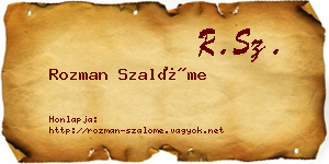 Rozman Szalóme névjegykártya